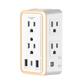 USB Wall Charger Surge Protector 6 Outlet Extender with 3 USB Charging Ports (1 USB C Outlet)And Night Light for Home, Office