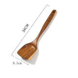 Wooden Kitchen Spoon Long Rice Colander Soup Skimmer Cooking Soup Spoons Scoop Kitchen Tool Thailand Teak Natural Wood