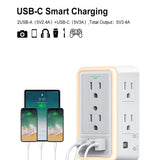 6-Outlet USB Wall Charger Extender – Surge Protected with USB-C, 3 USB Ports & Built-In Night Light