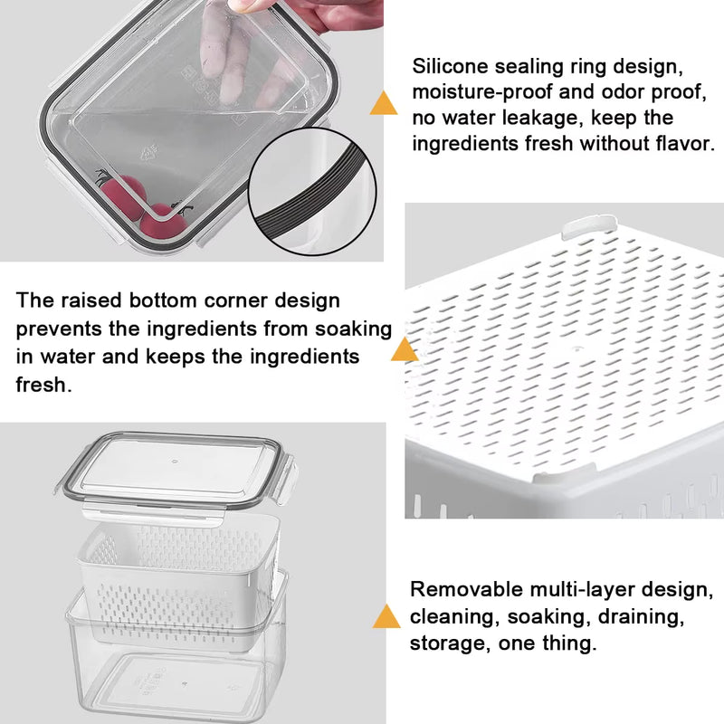 3-Pack Fridge Storage Containers – Keep Your Produce Crisp, Clean, and Organized
