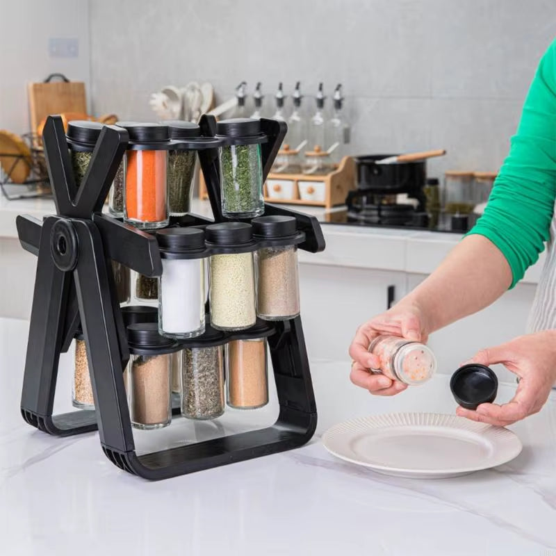 SpinMaster™ Rotating Spice Rack – 18-Piece Countertop Rack with Spinning Jars for Easy Access