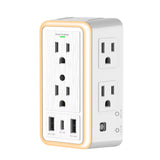 6-Outlet USB Wall Charger Extender – Surge Protected with USB-C, 3 USB Ports & Built-In Night Light