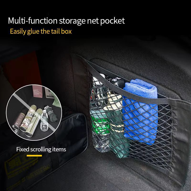 Car Back Rear Trunk Storage Net Seat Elastic String Net Magic Sticker Mesh Storage Bag Auto Organizer Seat Back Bag Freeshipping