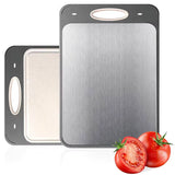 Double Sided Stainless Steel Cutting Board Wheat Grass Cutting Board for Meat Vegetables and Fruits Easy to Handle Kitchen Tools