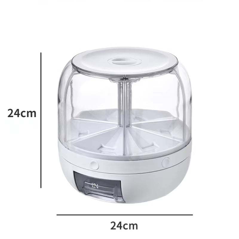 FreshKeep™ 360° Rotating Rice & Grain Dispenser – 6KG Airtight Moisture-Proof Food Storage Container